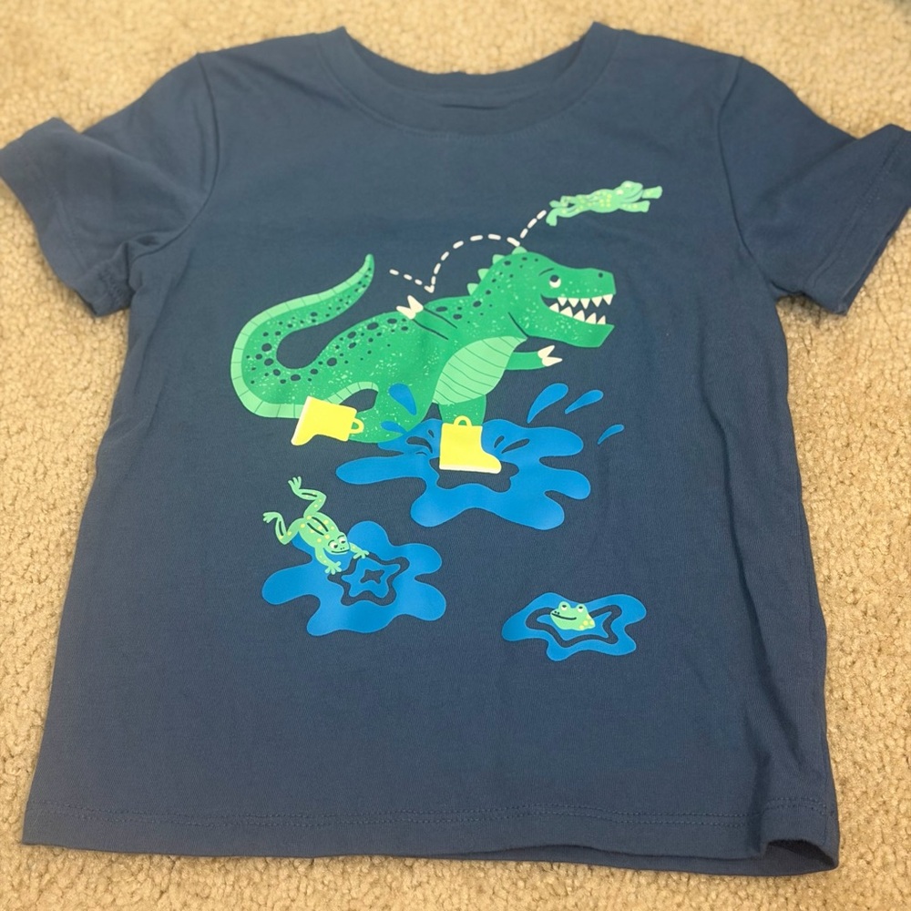 Cat & Jack Navy T-Shirt with Green Dinosaur Graphic
